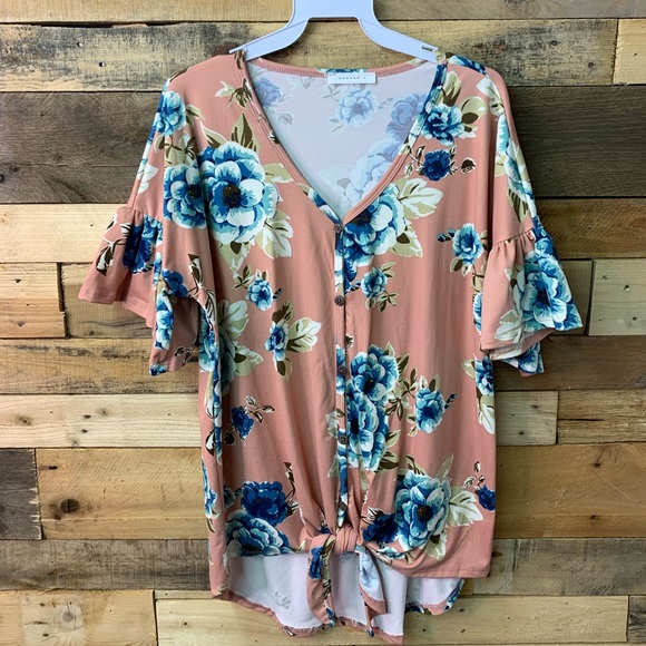 Reborn J Floral tie front top - Picture 2 of 2